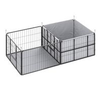 Pawhut 7 Panel Whelping Box For Dogs And Puppies, Dog Playpen With Pee Pads In Black Black