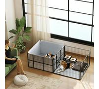 PawHut 7 Panel Whelping Box for Dogs, Dog Playpen with Whelping Pads