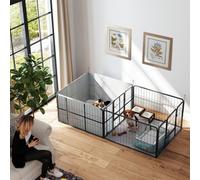 PawHut 7 Panel Whelping Box for Dogs, Dog Playpen with Whelping Pads