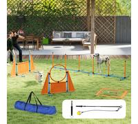 PawHut 7-Piece Dog Agility Equipment, Obstacle Training Course Kit, Orange
