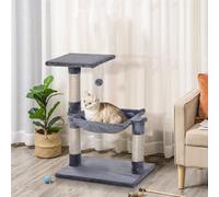 Pawhut 70Cm Cat Tree For Indoor Cats Durable Natural Sisal Scratching Posts Hammock Bed In Grey Grey