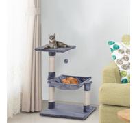 PawHut 70cm Cat Tree for Indoor Cats Durable Natural Sisal Scratching Posts Hammock Bed Kitty Activity Center Grey