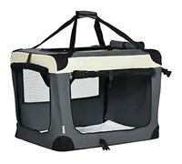 PawHut 70cm Foldable Pet Carrier for Small Dogs Cat Carrier Grey