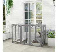 PawHut Grey Wooden Cat House with 3 Platform