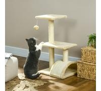 PawHut 72cm Cat Tree Climbing Tower with Sisal Scratching Post - Cream White