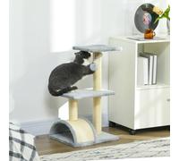Pawhut 72Cm Cat Tree Climbing Tower With Sisal Scratching Post In Grey Grey