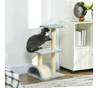 Pawhut 72Cm Cat Tree Climbing Tower With Sisal Scratching Post In Grey Grey
