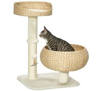 PawHut 72cm Cat Tree Kitten Tower with 2 Beds Scratching Post Toy Ball Beige