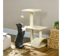 PawHut 72cm Cat Tree Climbing Tower with Sisal Scratching Post - Cream White | TJ Hughes