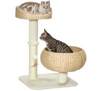 PawHut 72cm Cat Tree with 2 Beds, Scratching Post for Indoor Kittens Beige