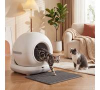 Pawhut 72L Self Cleaning Cat Litter Tray App Control For Multiple Cats In White White
