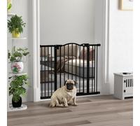Pawhut Adjustable Width And Tall Metal Pet Gate Safety Barrier W/auto-Close Door In Black Black