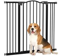 PawHut 74-100cm Adjustable Metal Pet Gate w/Auto-Close Black, Black