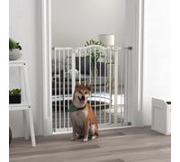 PawHut 74-100cm Adjustable Metal Pet Gate w/Auto-Close White, White