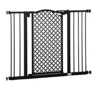 PawHut 74-105cm Pet Safety Gate, Pressure Fit Stair with Double Locking - Black