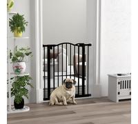 PawHut Adjustable Metal Pet Gate Safety Barrier w/ Auto-Close Door Black - Black - Metal, Plastic - 80 x 3.5 x 78 cm