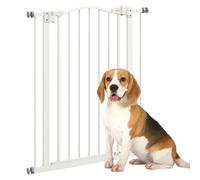 PawHut 74-80cm Adjustable Metal Pet Gate Safety Barrier w/ Auto-Close Door White | TJ Hughes