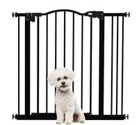 PawHut 74-87cm Adjustable Metal Pet Gate Black, Black