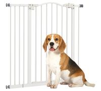PawHut Pressure Fit Dog Stair Gate No Drilling Safety Gate Auto Close for Doorways, Hallways, 74-94cm Adjustable, 94cm Tall, White