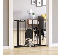 Pawhut 75-103 Cm Pet Safety Gate Pressure Fit Stair W/ Small Door Double Locking
