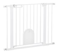 Pawhut 75-103 Cm Pet Safety Gate Pressure Fit Stair W/ Small Door Double Locking