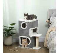 PawHut 75 cm Cat Tree Cat Condo for Indoor Cats with Scratching Post - Grey - Particle Board, Carpet Fabric, Plush - 1