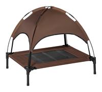 PawHut 76cm Elevated Dog Bed Cooling Raised Pet Cot UV Protection Canopy Coffee