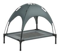 PawHut 76cm Elevated Dog Bed Cooling Raised Pet Cot UV Protection Canopy Grey