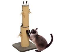 PawHut 78cm Tall Cat Scratching Post With 3 Toy Feathers - Brown | TJ Hughes