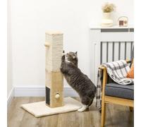 PawHut Cat Scratching Post Scratcher Climber w/ Carpet Base Hanging Toy - Beige | TJ Hughes