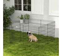 Pawhut 8-Panel Diy Dog Pen With Door For Indoor/outdoor Use, 76Cm High In Black Black