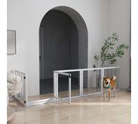 PawHut Freestanding Pet Gate, 8 Panels Dog Playpen, Foldable Dog Barrier with 2 Pcs Support Feet, for House, Doorway, Stairs, Small and Medium Dogs - White