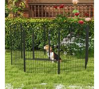 Pawhut 8 Panels Heavy Duty Puppy Play Pen For Small, Medium Dogs 79Hcm In Grey Grey