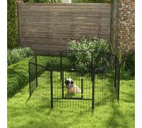 PawHut 0.79 X 0.79M Pet Playpen w/ Metal Hutch Cage For Rabbits & Guinea Pigs & Puppies - Black, Black
