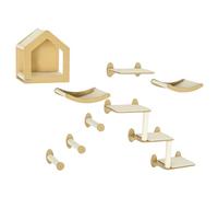 PawHut 8 Piece Cat Shelves Set, Cat Wall Furniture with Condo, 3 Perches, 3 Scratching Posts, Steps, Wall Mounted Kitty Tree for Indoor Kittens, Beige