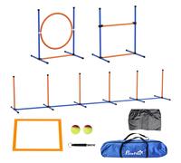 PawHut 8 Piece Dog Agility Equipment Set, Outdoor Agility Kit for Pet, Orange - Orange - Plastic, ABS, Oxford - 1