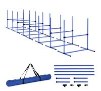 PawHut 8 Piece Dog Agility Training Equipment for Dog Agility Course with Adjustable Height Jump Bars Included Carry Bag & Displacing Top Bar Blue