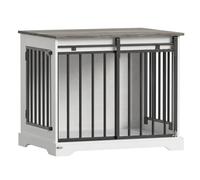PawHut 80 cm Dog Crate Furniture with Sliding Barn Door for Medium Dogs, White