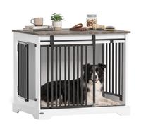 Pawhut 80 Cm Dog Crate Furniture With Sliding Barn Door In White White