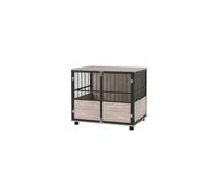 PawHut 80cm Dog Crate Furniture Dog Cage End Table Indoor w Doors Cushion