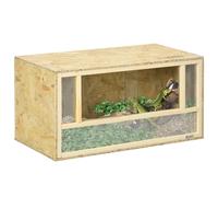 Reptile Terrarium, Climbing Pet Feeding Box for Lizards, Horned Frogs PawHut Brown One Size