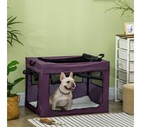 Pawhut 80Cm Soft Side Pet Carrier W/ Cushion, For Medium Dogs - Purple