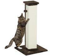 PawHut 81cm Cat Scratching Post w/ Sisal Rope, Hanging Ball, Soft Plush - Grey - Brown - Particleboard, Plush, Sisal - 1