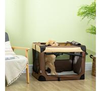 PawHut Foldable Pet Carrier Bag Soft Travel Dog Crate for Mini Dogs - Brown - Oxford cloth, Steel, Polyester - 1
