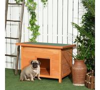 Pawhut 82Cm Elevated Dog Kennel Wooden Pet House Outdoor With Open Top