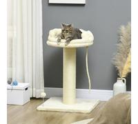 Pawhut 83Cm Cat Tree Tower With Scratching Post, Kitten Bed, Toy, Cream