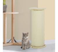 PawHut 85cm Tall Cat Scratching Post w/ Sisal Rope, Covered in Soft Plush, Anti-Tip for Indoor Corners, Cabinet Corners, Sofa Corners - Beige Beige