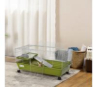 Pawhut 89Cm Small Animal Cage For Rabbit Guinea Pig W/ Food Dish Green