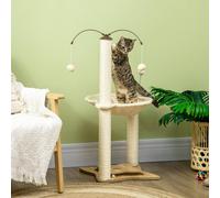 Pawhut 90Hcm Kitten Play Tower Cat Tree With Hammock, Scratching Posts In Beige Beige