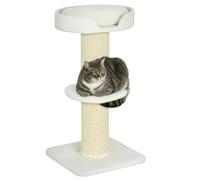 PawHut 91cm Cat Tree with Scratching Post for Indoor Kittens, Cream White | Cat Tower, Bed, Perch, Removable Cushion
